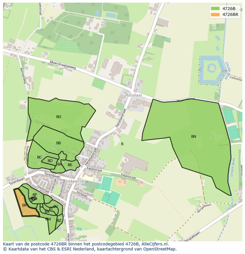 Afbeelding van het postcodegebied 4726 BR op de kaart.