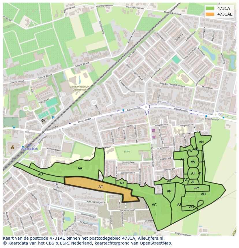 Afbeelding van het postcodegebied 4731 AE op de kaart.