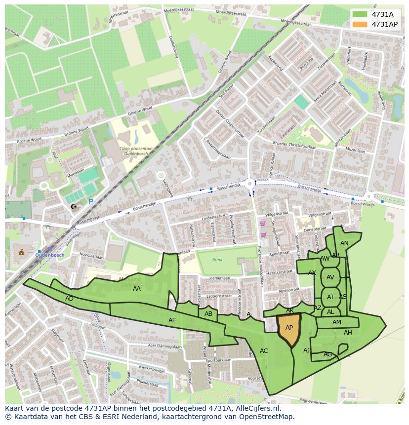 Afbeelding van het postcodegebied 4731 AP op de kaart.