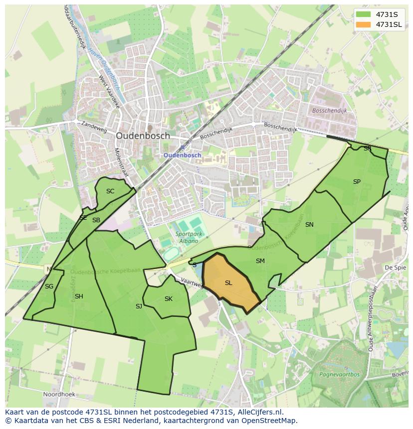 Afbeelding van het postcodegebied 4731 SL op de kaart.