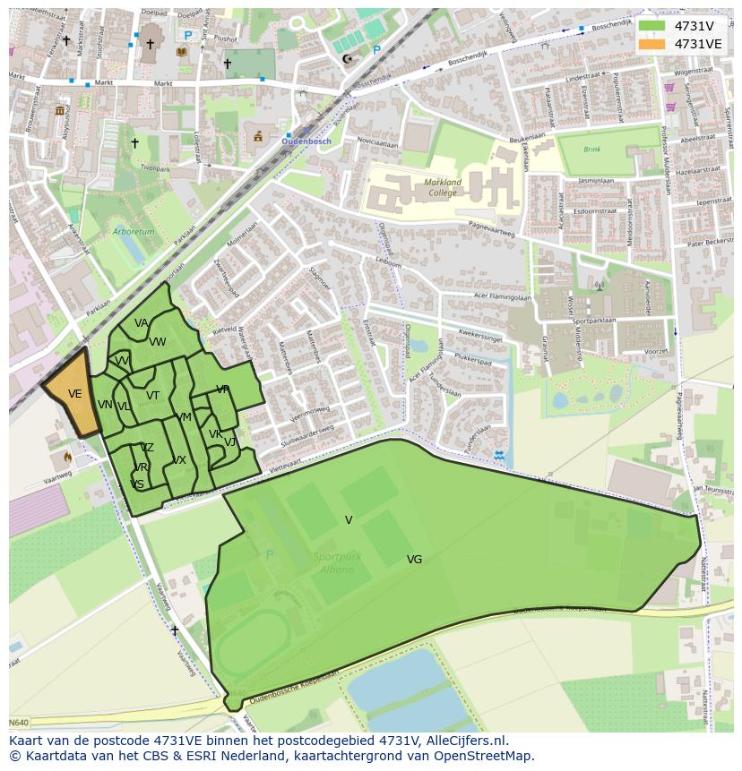 Afbeelding van het postcodegebied 4731 VE op de kaart.