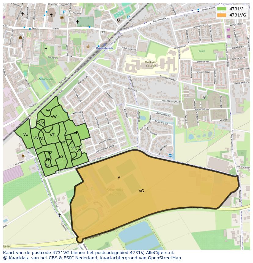 Afbeelding van het postcodegebied 4731 VG op de kaart.