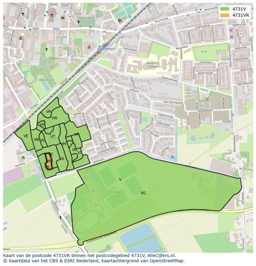 Afbeelding van het postcodegebied 4731 VR op de kaart.