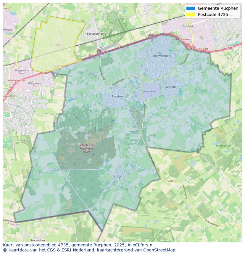 Afbeelding van het postcodegebied 4735 op de kaart.