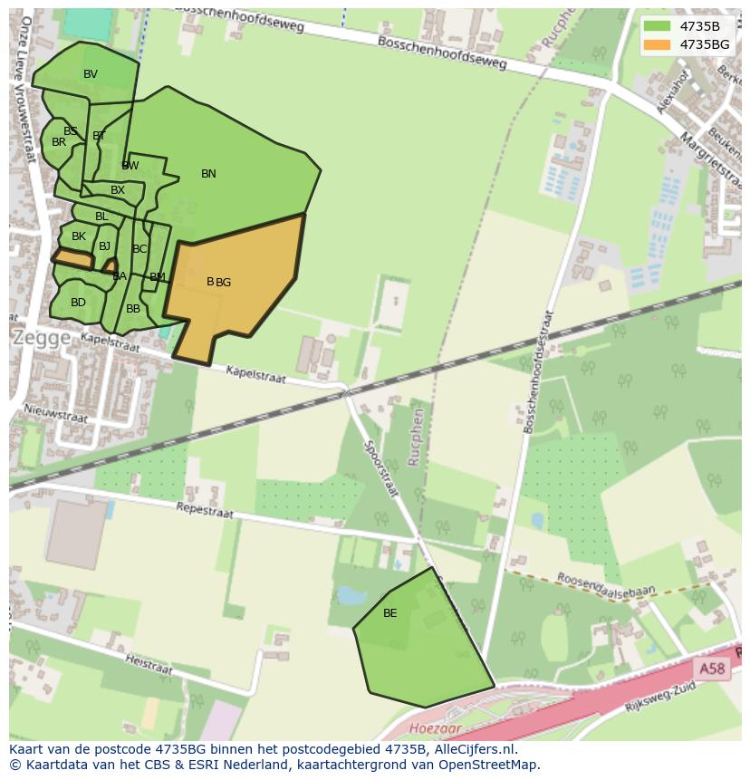 Afbeelding van het postcodegebied 4735 BG op de kaart.