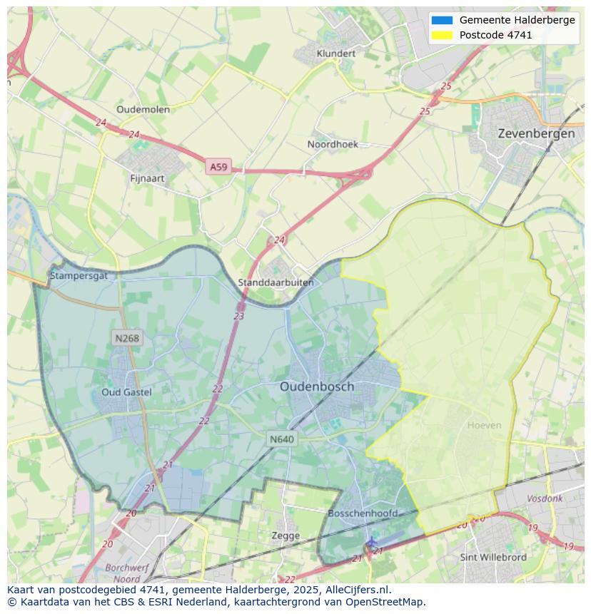 Afbeelding van het postcodegebied 4741 op de kaart.