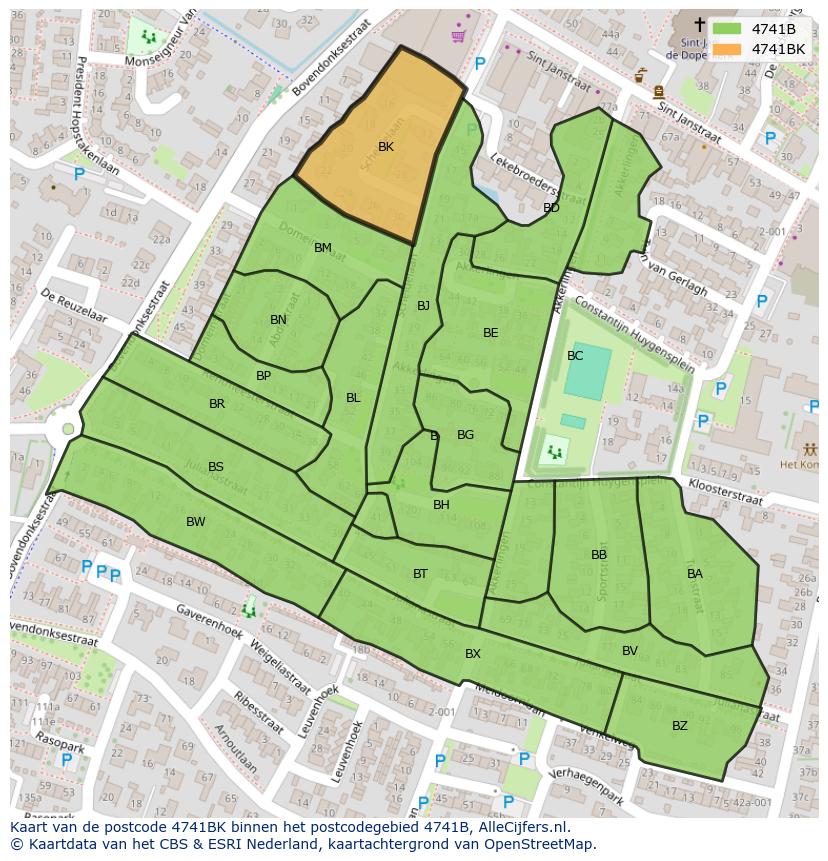 Afbeelding van het postcodegebied 4741 BK op de kaart.
