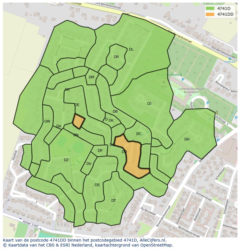 Afbeelding van het postcodegebied 4741 DD op de kaart.