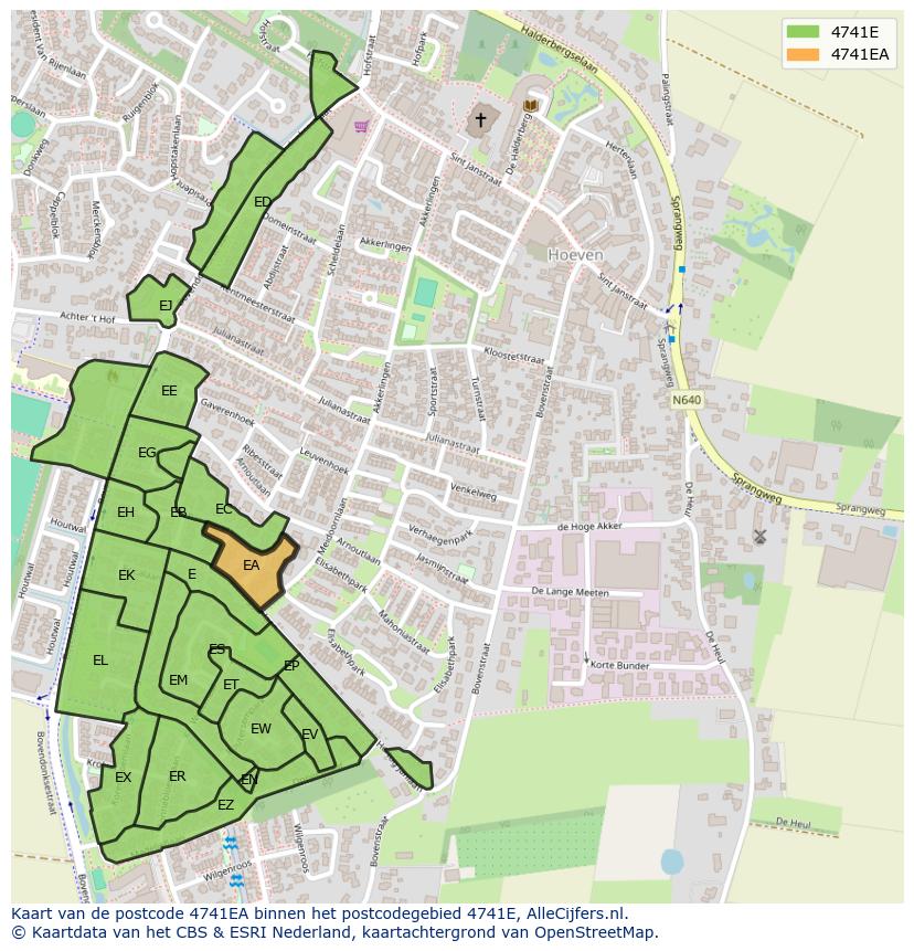 Afbeelding van het postcodegebied 4741 EA op de kaart.