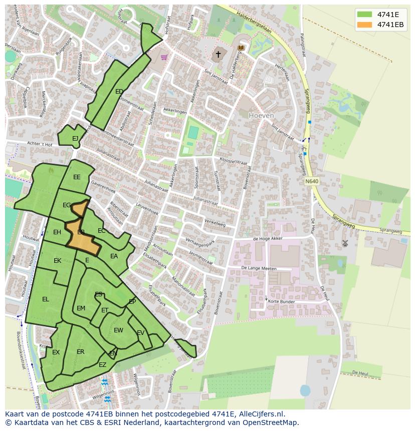 Afbeelding van het postcodegebied 4741 EB op de kaart.