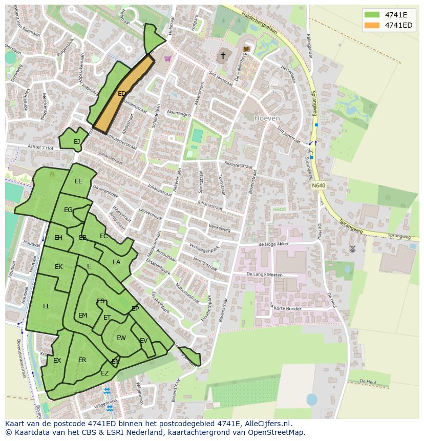 Afbeelding van het postcodegebied 4741 ED op de kaart.
