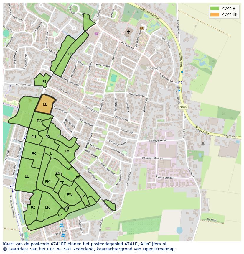 Afbeelding van het postcodegebied 4741 EE op de kaart.