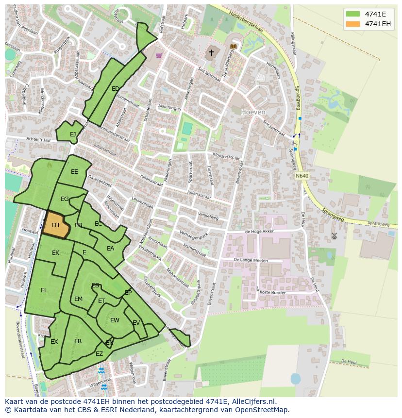 Afbeelding van het postcodegebied 4741 EH op de kaart.