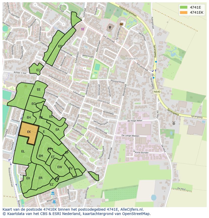 Afbeelding van het postcodegebied 4741 EK op de kaart.