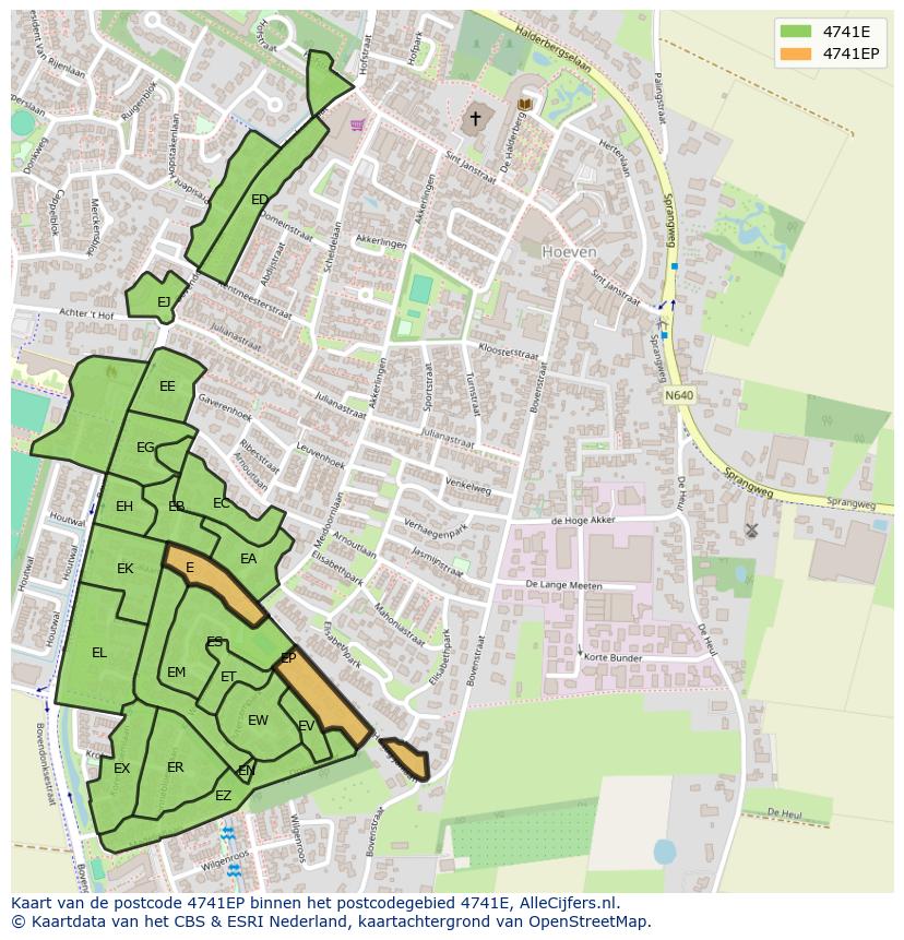 Afbeelding van het postcodegebied 4741 EP op de kaart.