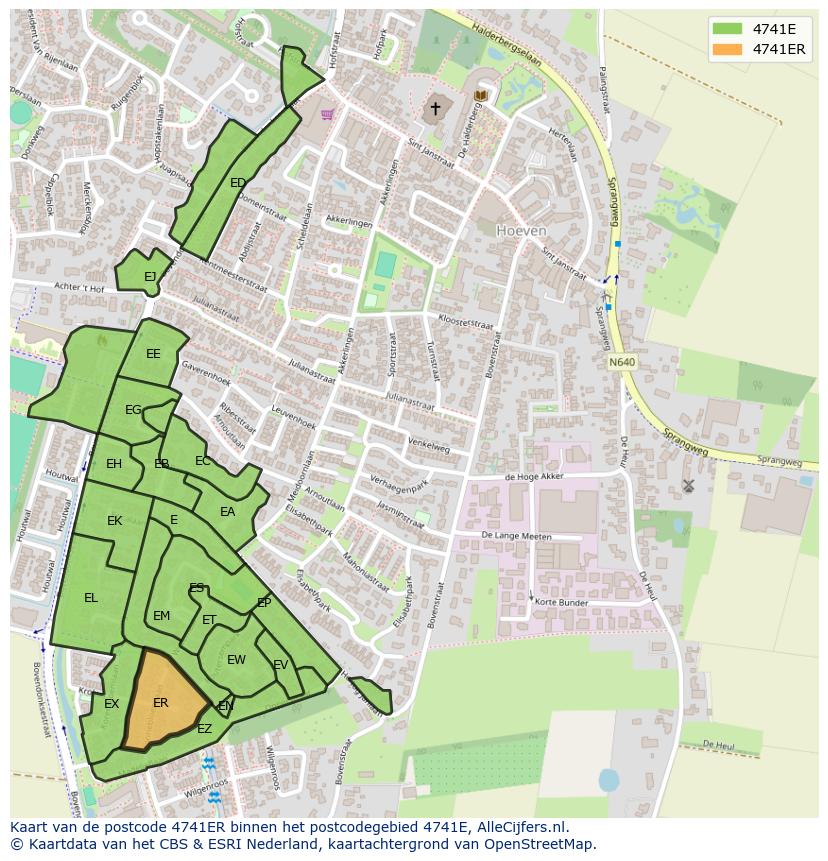 Afbeelding van het postcodegebied 4741 ER op de kaart.