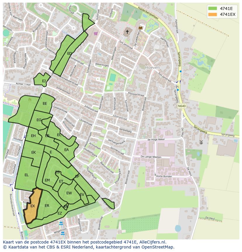 Afbeelding van het postcodegebied 4741 EX op de kaart.