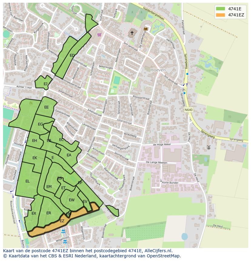 Afbeelding van het postcodegebied 4741 EZ op de kaart.