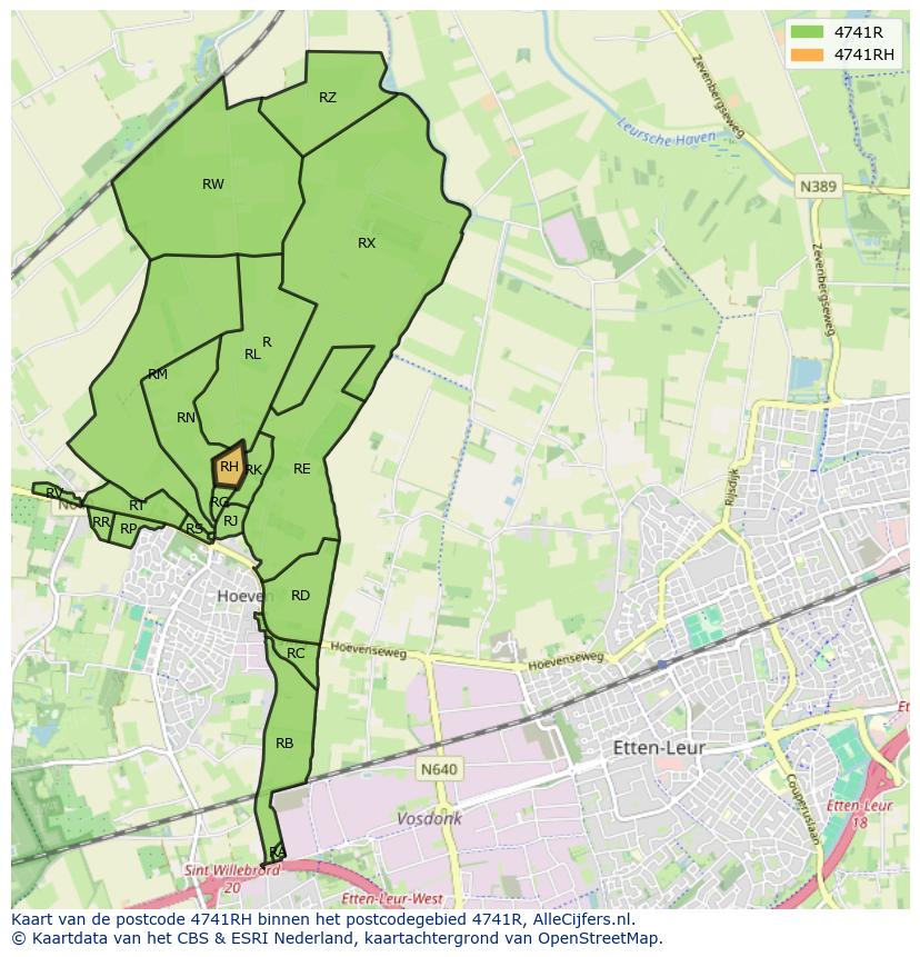 Afbeelding van het postcodegebied 4741 RH op de kaart.