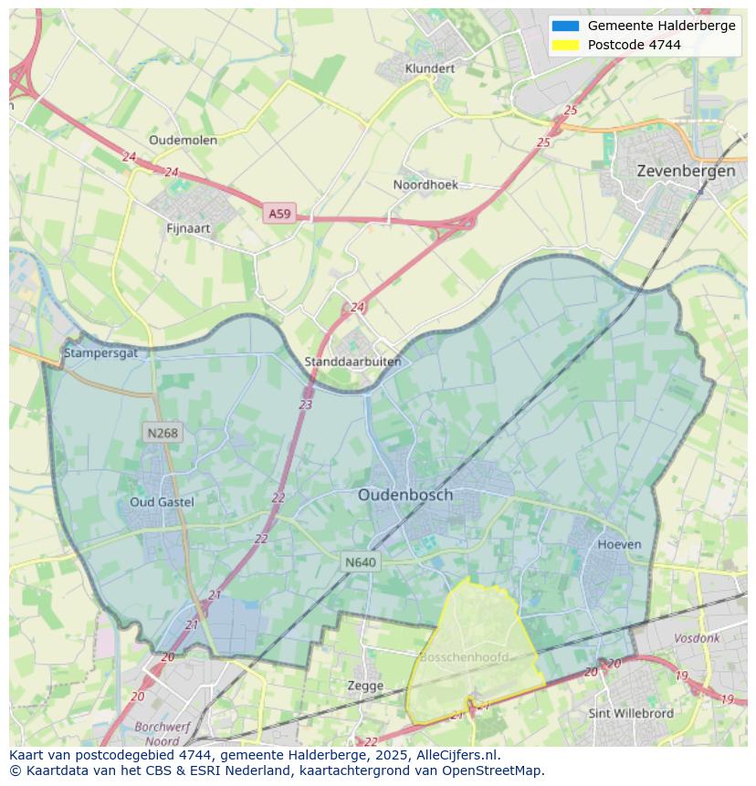 Afbeelding van het postcodegebied 4744 op de kaart.