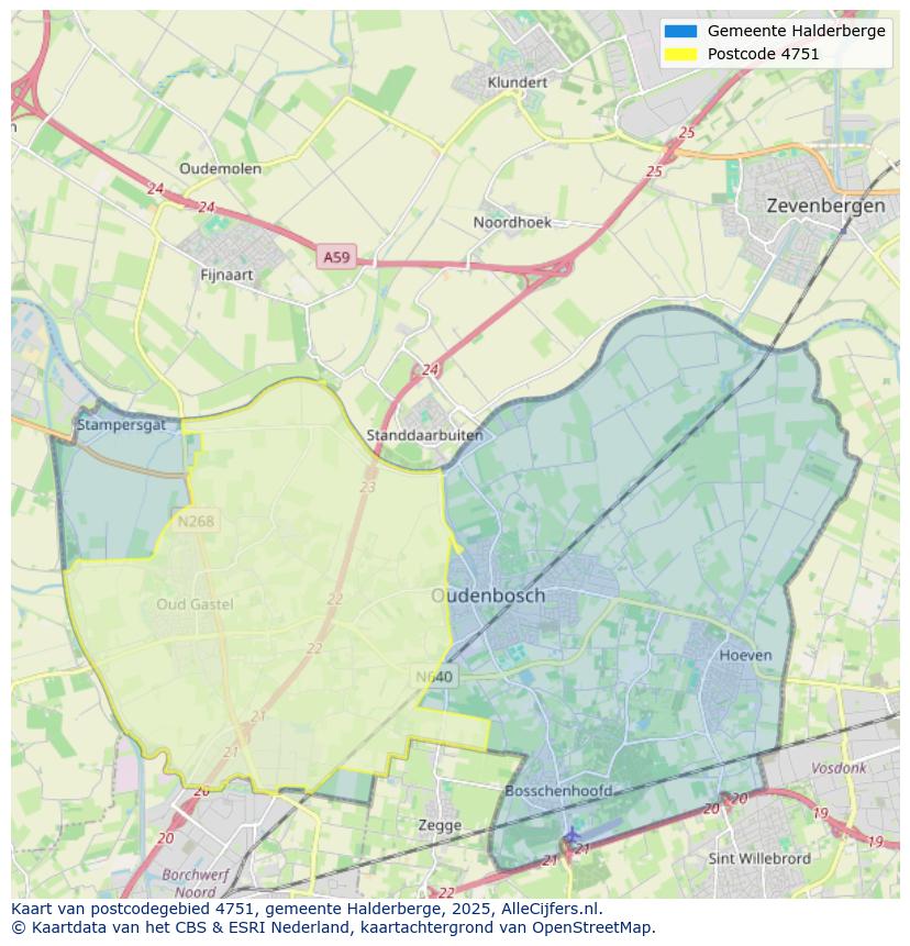 Afbeelding van het postcodegebied 4751 op de kaart.