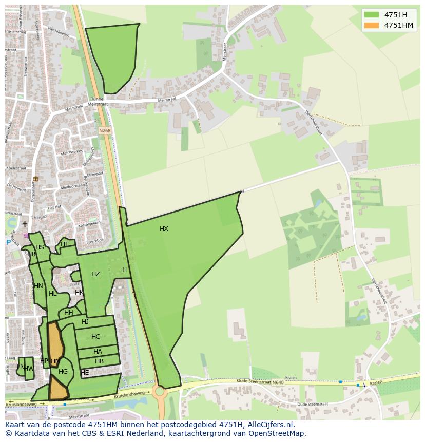 Afbeelding van het postcodegebied 4751 HM op de kaart.