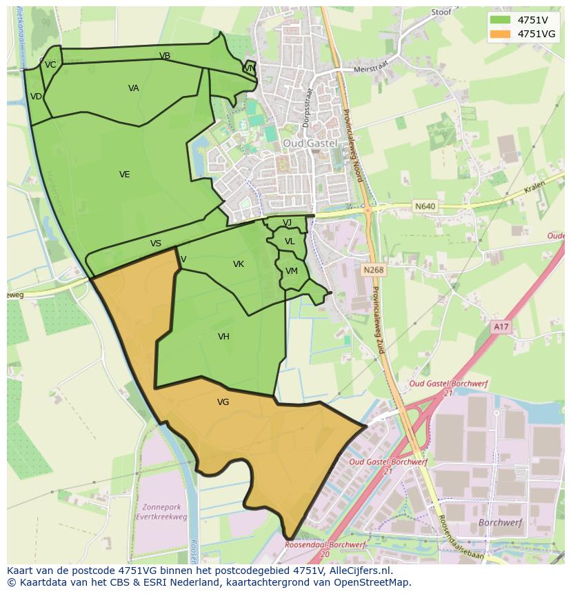 Afbeelding van het postcodegebied 4751 VG op de kaart.