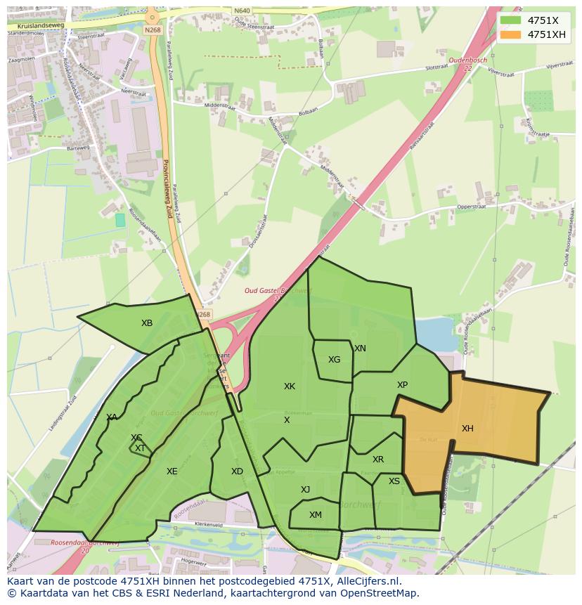 Afbeelding van het postcodegebied 4751 XH op de kaart.