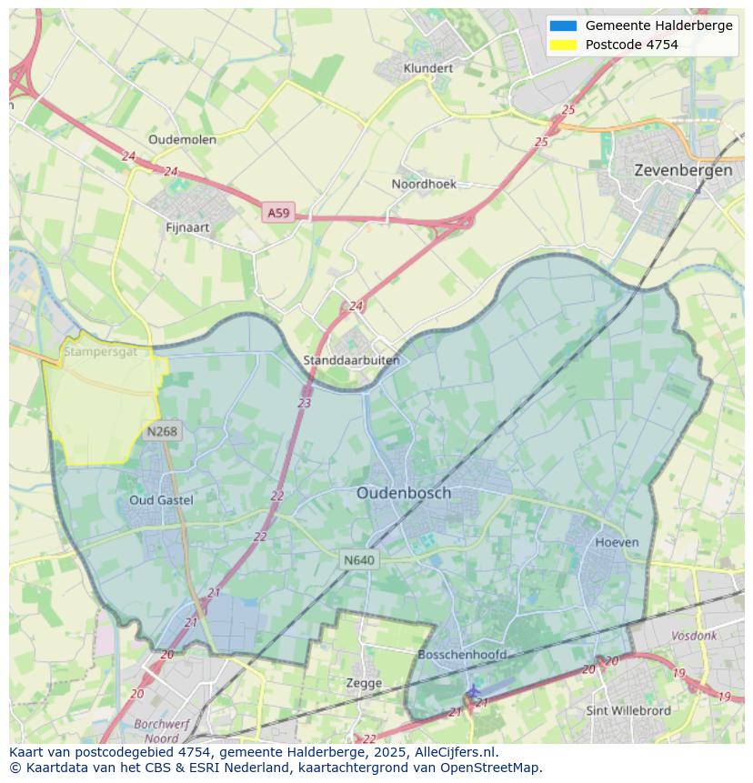 Afbeelding van het postcodegebied 4754 op de kaart.