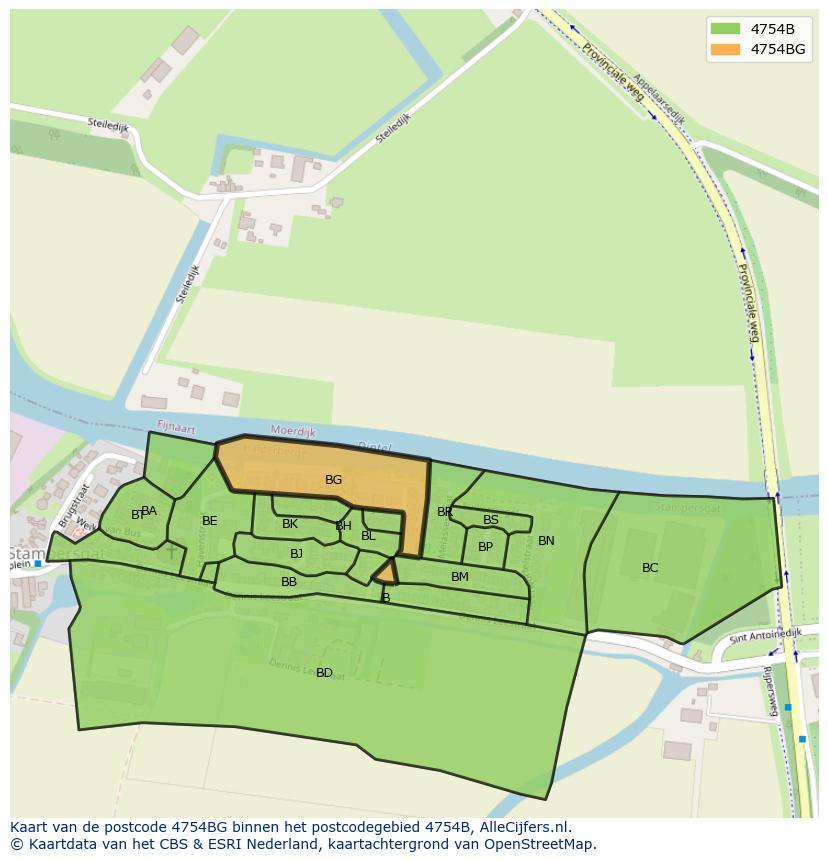 Afbeelding van het postcodegebied 4754 BG op de kaart.