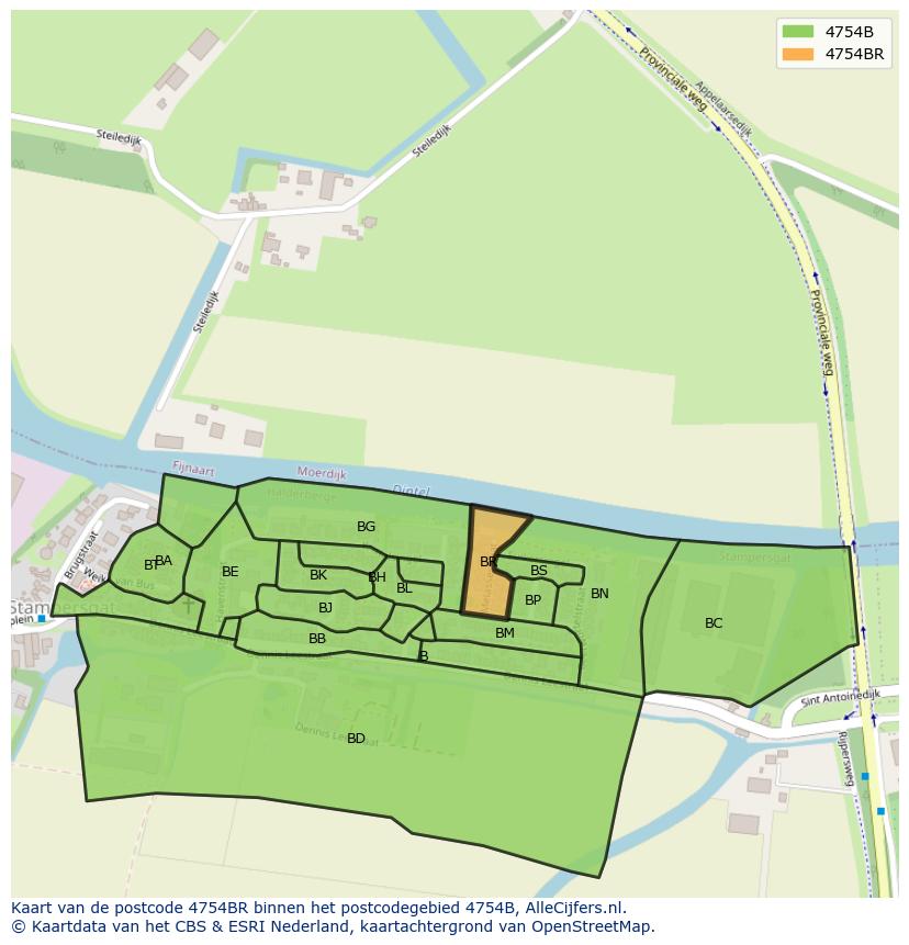 Afbeelding van het postcodegebied 4754 BR op de kaart.