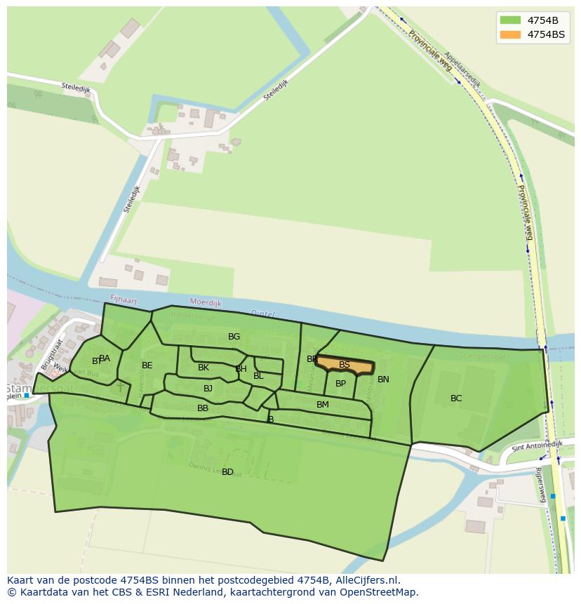 Afbeelding van het postcodegebied 4754 BS op de kaart.