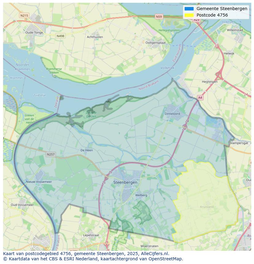 Afbeelding van het postcodegebied 4756 op de kaart.
