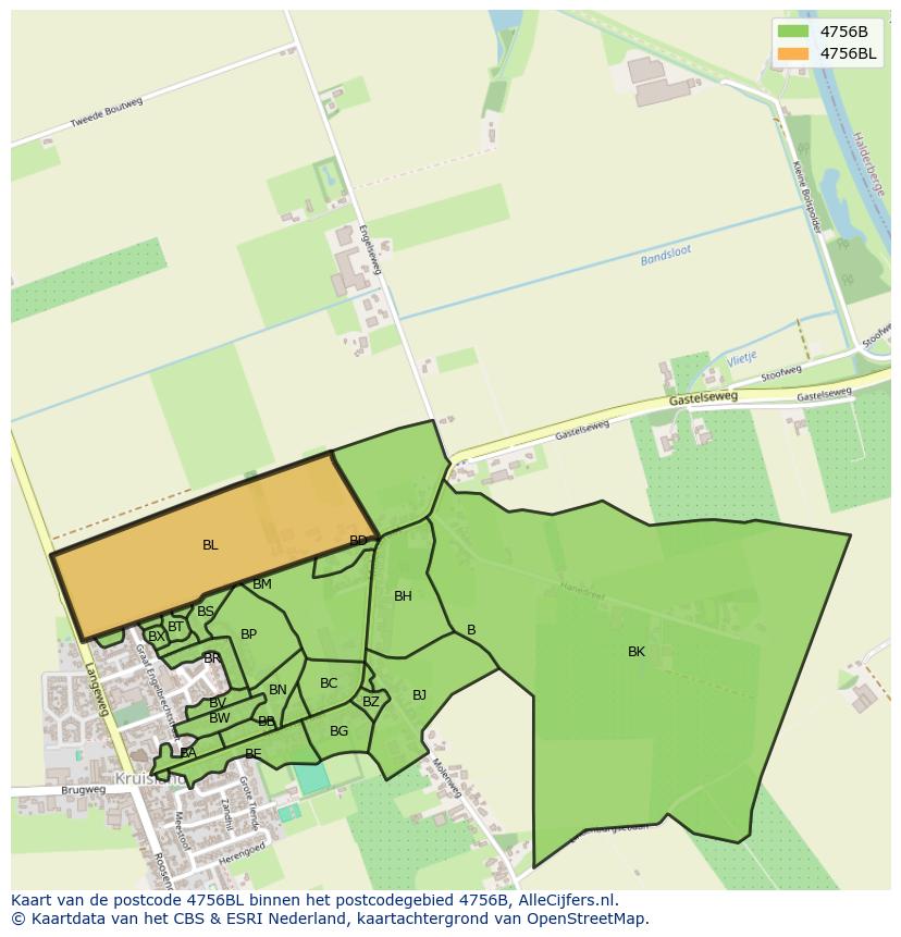 Afbeelding van het postcodegebied 4756 BL op de kaart.