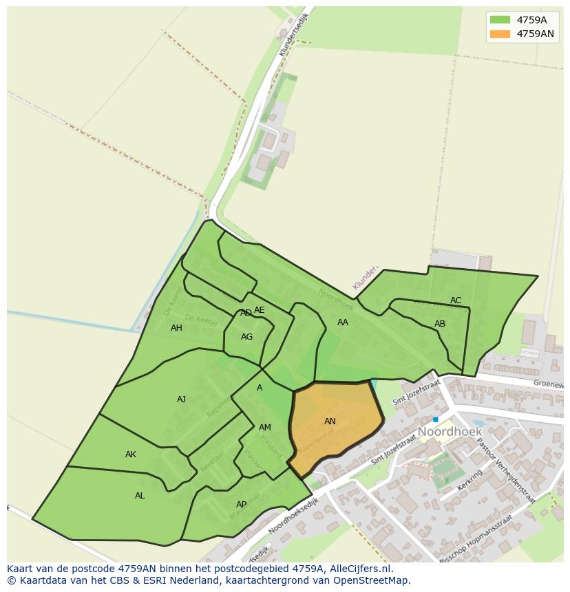Afbeelding van het postcodegebied 4759 AN op de kaart.