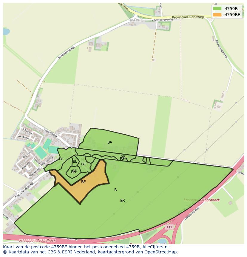 Afbeelding van het postcodegebied 4759 BE op de kaart.