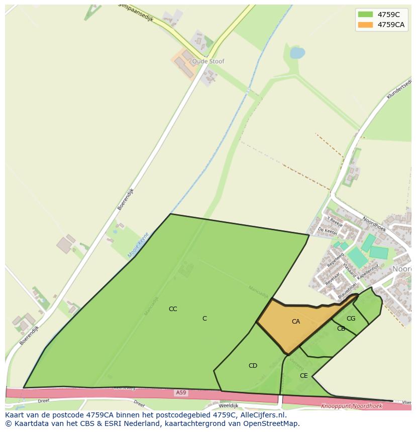 Afbeelding van het postcodegebied 4759 CA op de kaart.