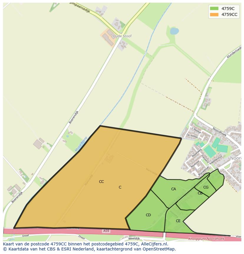 Afbeelding van het postcodegebied 4759 CC op de kaart.