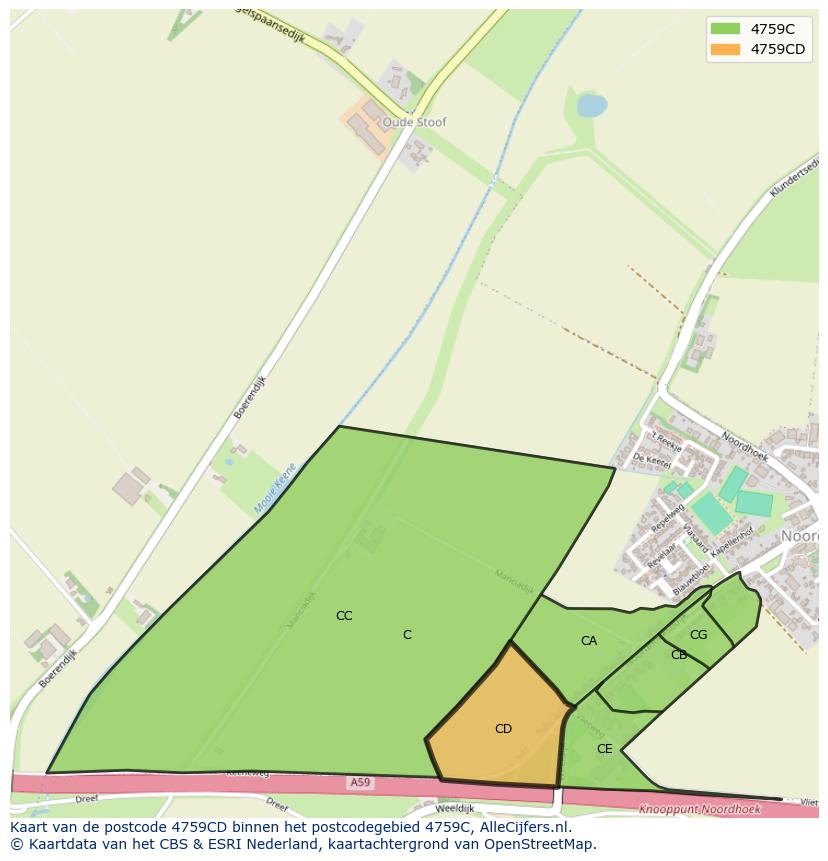 Afbeelding van het postcodegebied 4759 CD op de kaart.