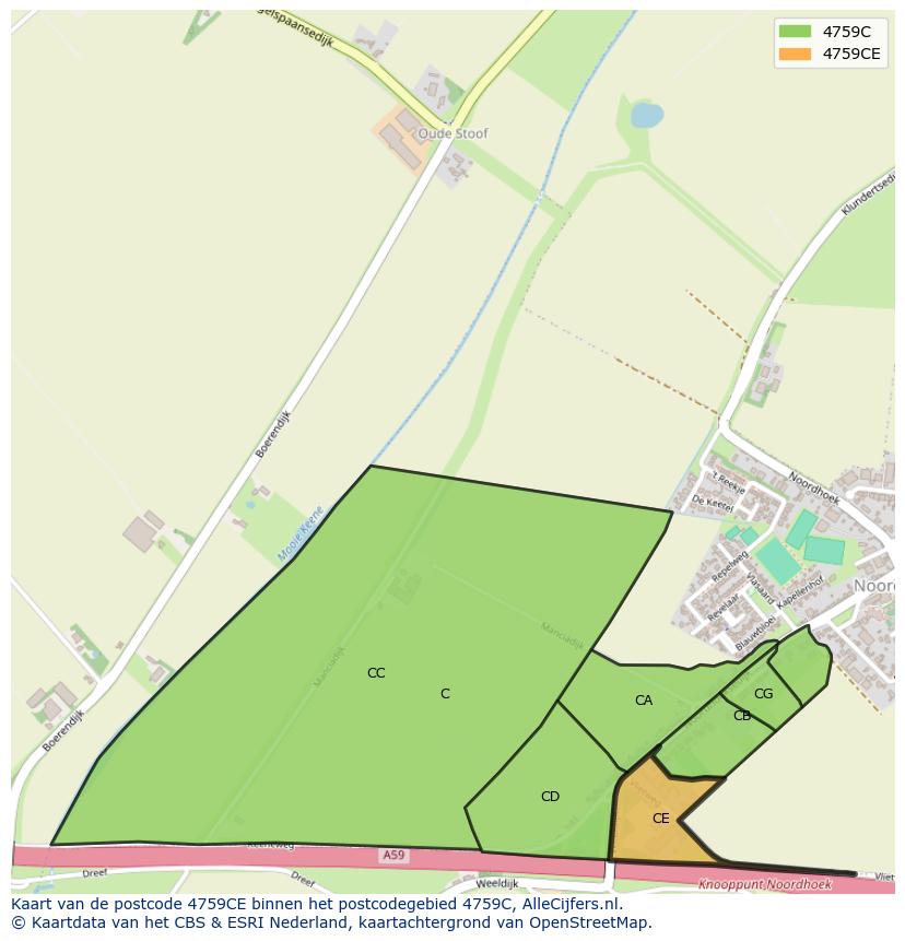Afbeelding van het postcodegebied 4759 CE op de kaart.