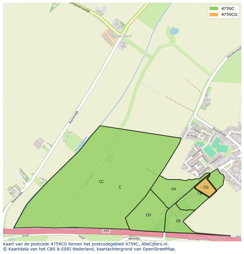 Afbeelding van het postcodegebied 4759 CG op de kaart.