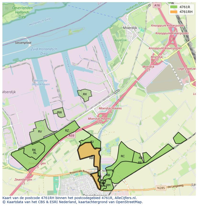 Afbeelding van het postcodegebied 4761 RH op de kaart.