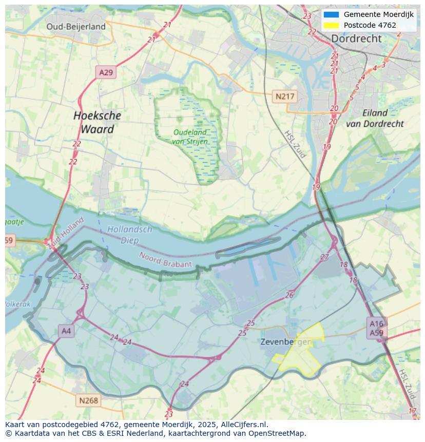 Afbeelding van het postcodegebied 4762 op de kaart.