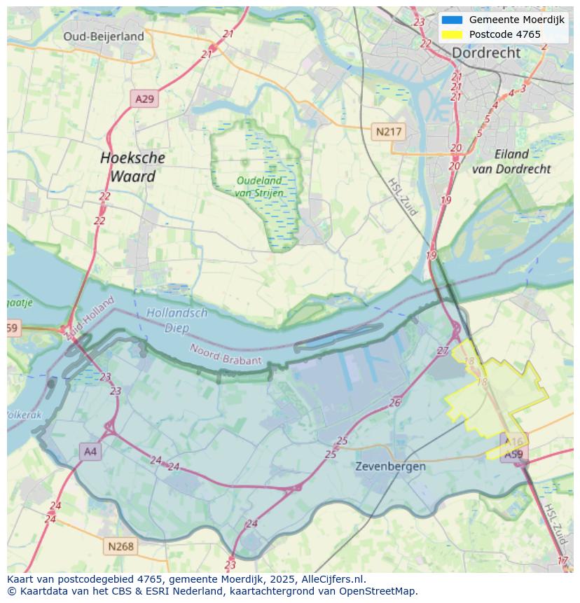 Afbeelding van het postcodegebied 4765 op de kaart.