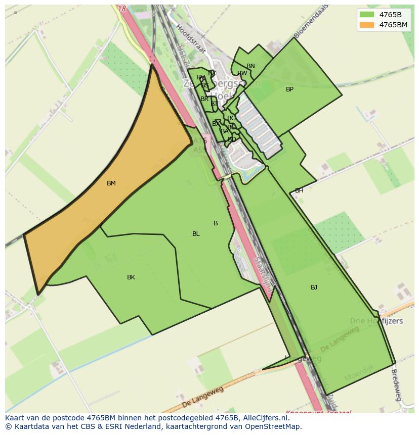 Afbeelding van het postcodegebied 4765 BM op de kaart.