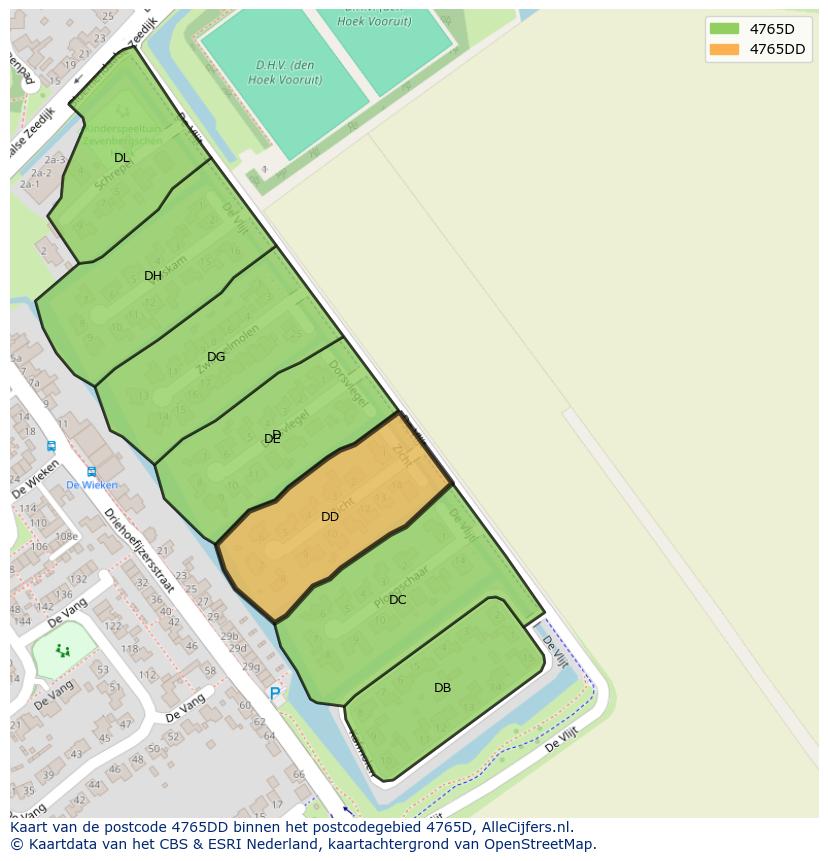 Afbeelding van het postcodegebied 4765 DD op de kaart.
