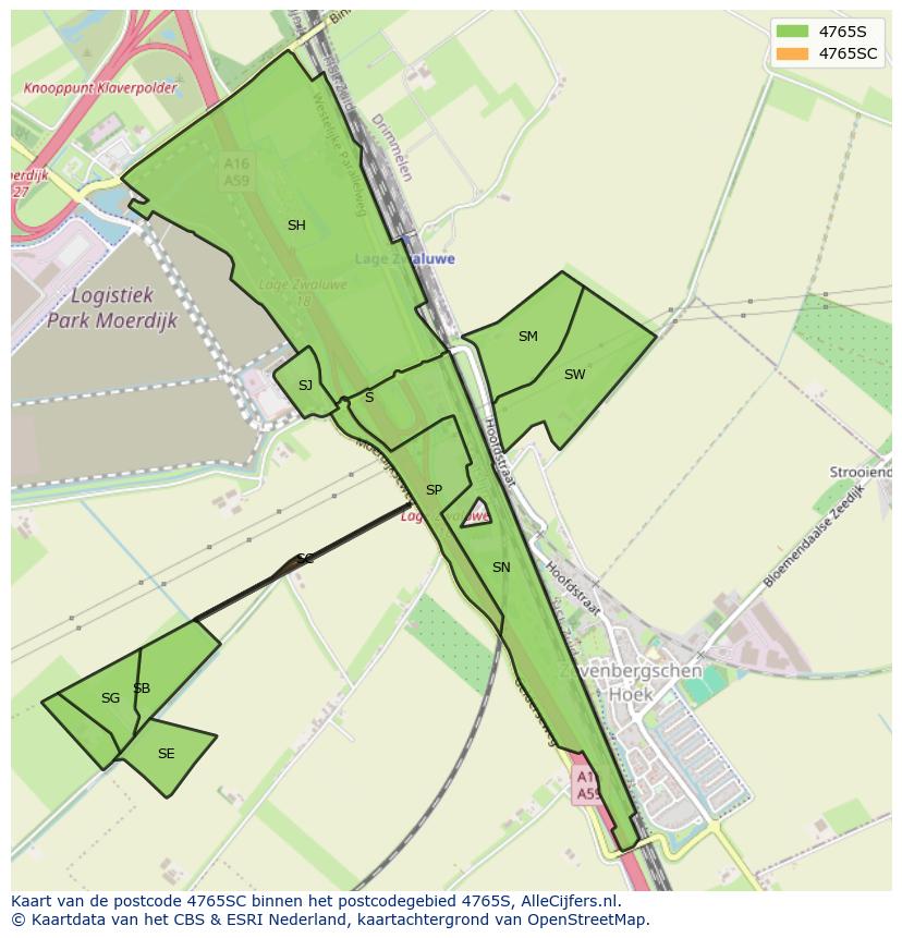 Afbeelding van het postcodegebied 4765 SC op de kaart.