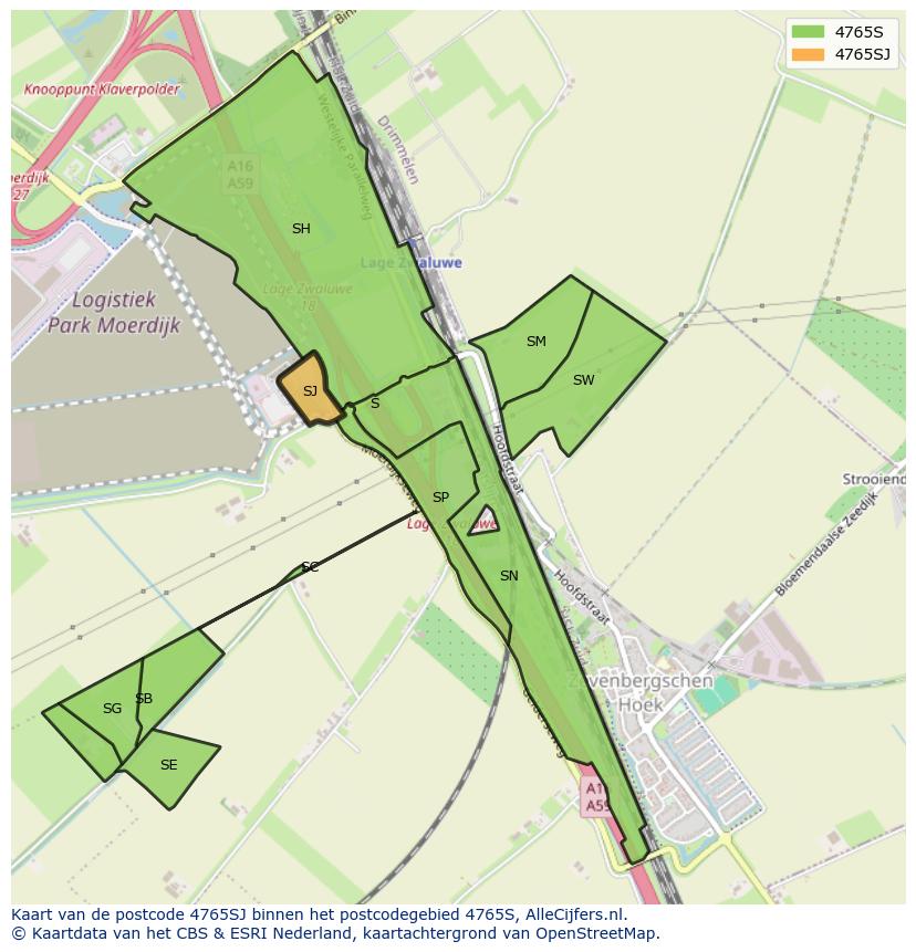 Afbeelding van het postcodegebied 4765 SJ op de kaart.