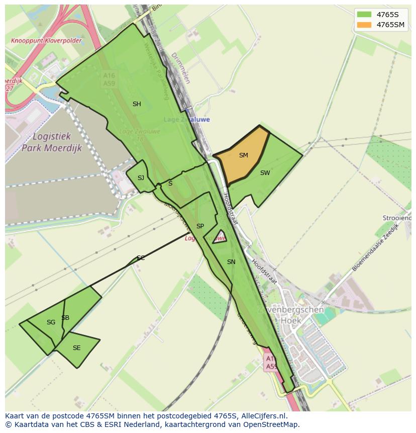 Afbeelding van het postcodegebied 4765 SM op de kaart.