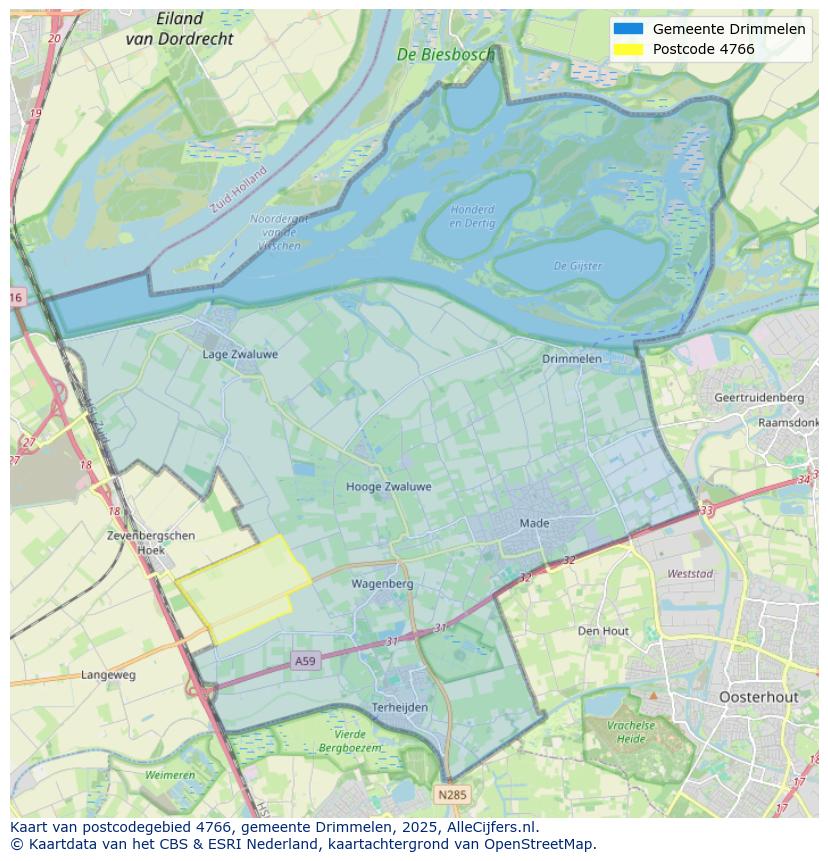 Afbeelding van het postcodegebied 4766 op de kaart.